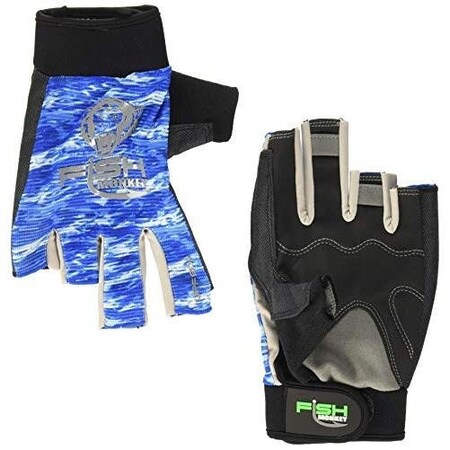 Fish Monkey The Crusher Half Finger Jigging Glove Blue Water Camo Xlarge FM15-BLWTRCAM-XL